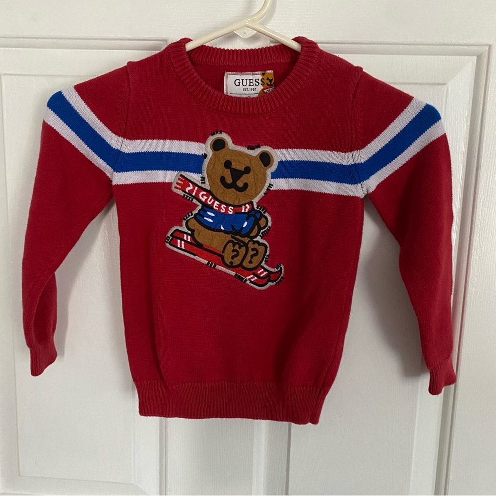 GUESS Red Sweater with Bear Design